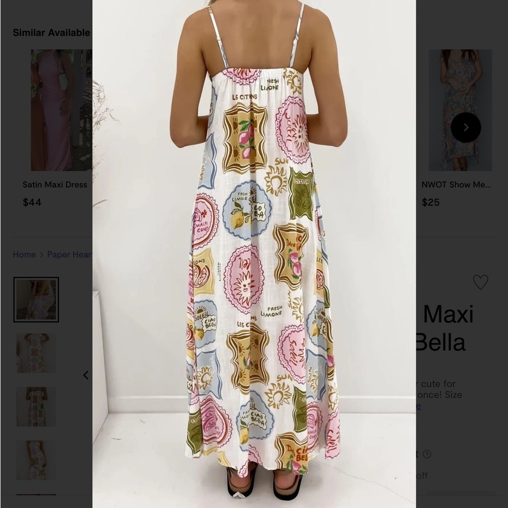 Paper Heart Maxi Dress Ciao Bella Sz L - Picture 6 of 6